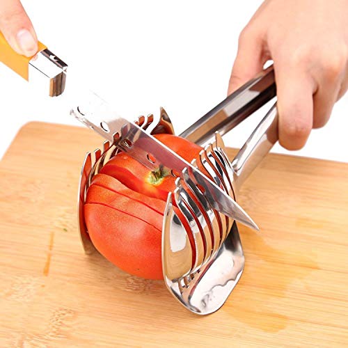 KAYCROWN Stainless Steel Tomato Lemon Slicer Onion Holder Easy Slicing Kiwi Fruits & Vegetable Tools