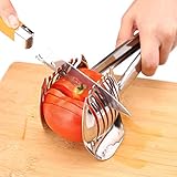 KAYCROWN Tomato Slicer Lemon Cutter Multipurpose Handheld Round Fruit Tongs Stainless Steel Onion Holder Easy Slicing Kiwi Fruits & Vegetable Tools Kitchen Cutting Aid Gadgets Tool