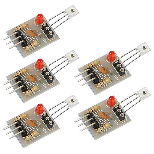 5 PCS Light Sensor Module, Icstation 5V Laser Receiver Sensor Module High Level Output Laser Receiver Arduino Work with Relay Switch, Non-Modulator