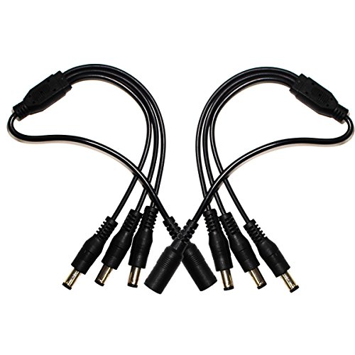 DC 12V Power Splitter Cable, Security Camera Power Splitter 1 to 3 Way Plug 5.5mm x 2.1mm, Black 2-Pack