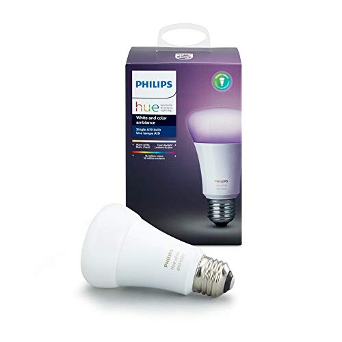 Book Cover Philips Hue Single Premium Smart Bulb, 16 million colors, for most lamps & overhead lights, Hub Required, Works with Alexa, Apple HomeKit and Google Assistant