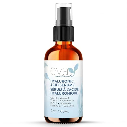 Eva Naturals Hyaluronic Acid Face Serum, Anti-Aging, Moisturizing Wrinkle Serum with Vitamin C, B (60ML)
