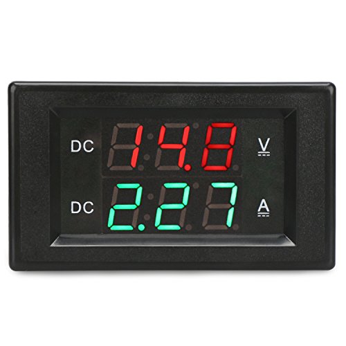 DROK 0.39 Inch Current Voltage Tester, DC 4.5-100V Digital Multimeter, 0-50A Volt amperage Meter, Red Green Dual LED Display, Volt Amp Meter Gauge Panel for Car Automotive