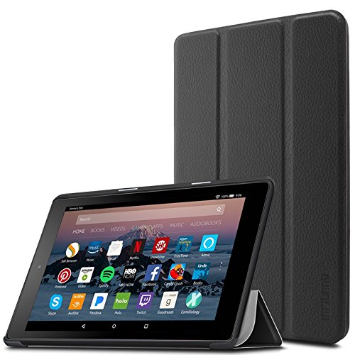 Infiland Case for All-New Fire 7 Tablet (2017 7th Generation) - Ultra Slim Lightweight Tri-fold Stand Cover for All-New Fire 7 Tablet (7th Generation, 2017 Release), Black