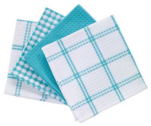 Book Cover T-Fal Textiles 24367 4-Pack Cotton Flat Waffle Dish Cloth, Breeze, 4 Pack, 4 Count