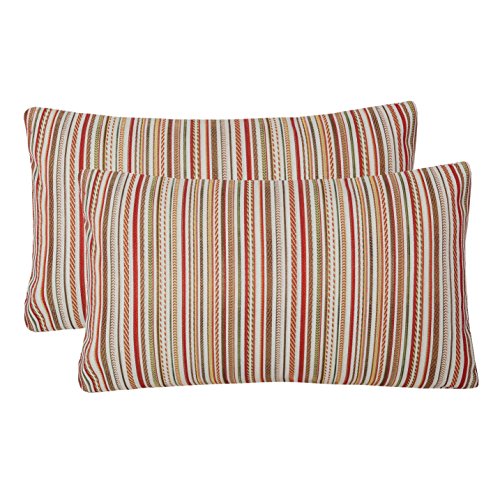YUKORE Pack of 2 Simpledecor Throw Pillow Covers Couch Pillow Shells,12X20 Inches,Jacquard Colorful Stripes,Multicolor Red