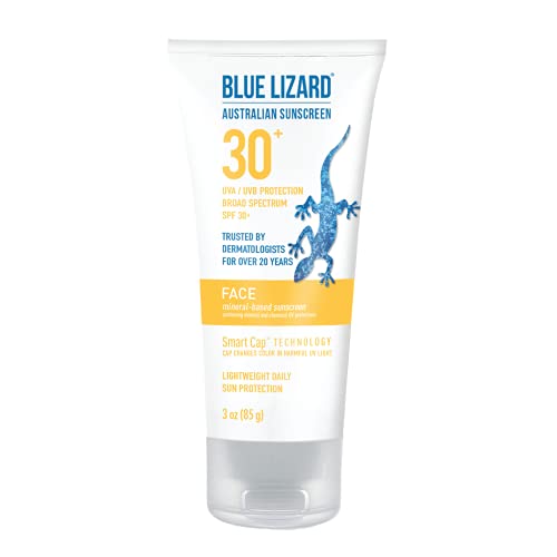 Book Cover Blue Lizard Face Mineral-Based(Combining mineral and chemical UV protectors) Sunscreen with Hydrating Hyaluronic Acid SPF 30+ UVA/UVB Protection, 3 oz