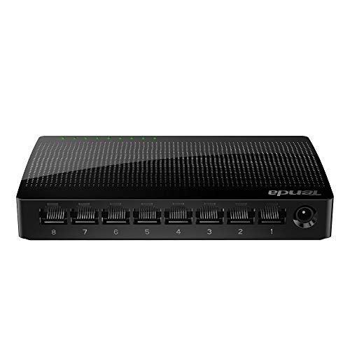 Tenda 8 Port Gigabit Ethernet Network Switch | Ethernet Splitter | Plug-and-Play | Traffic Optimization | Unmanaged (SG108), Black