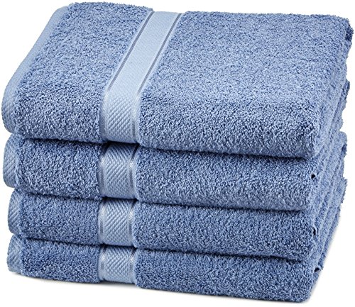 Amazon Brand â€“ Pinzon 4 Piece Egyptian Cotton Bath Towels Set - Wedgewood