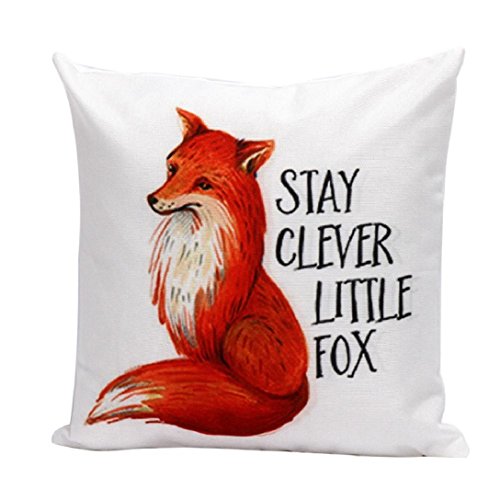 Highpot Young Elegant Fox Pattern Pillowcase, Christmas Stylish Minimalist Style Logo Square Cushion Cover (F2)