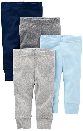 Book Cover Simple Joys by Carter's Baby Boys 4-Pack Pant, Blue/Grey, Newborn