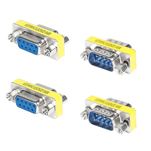 Book Cover Top-Longer Rs232 Serial Cable 9 Pin DB9 Female to Female / Male to Male Gender Changer Coupler Adapter Connector Pack of 4