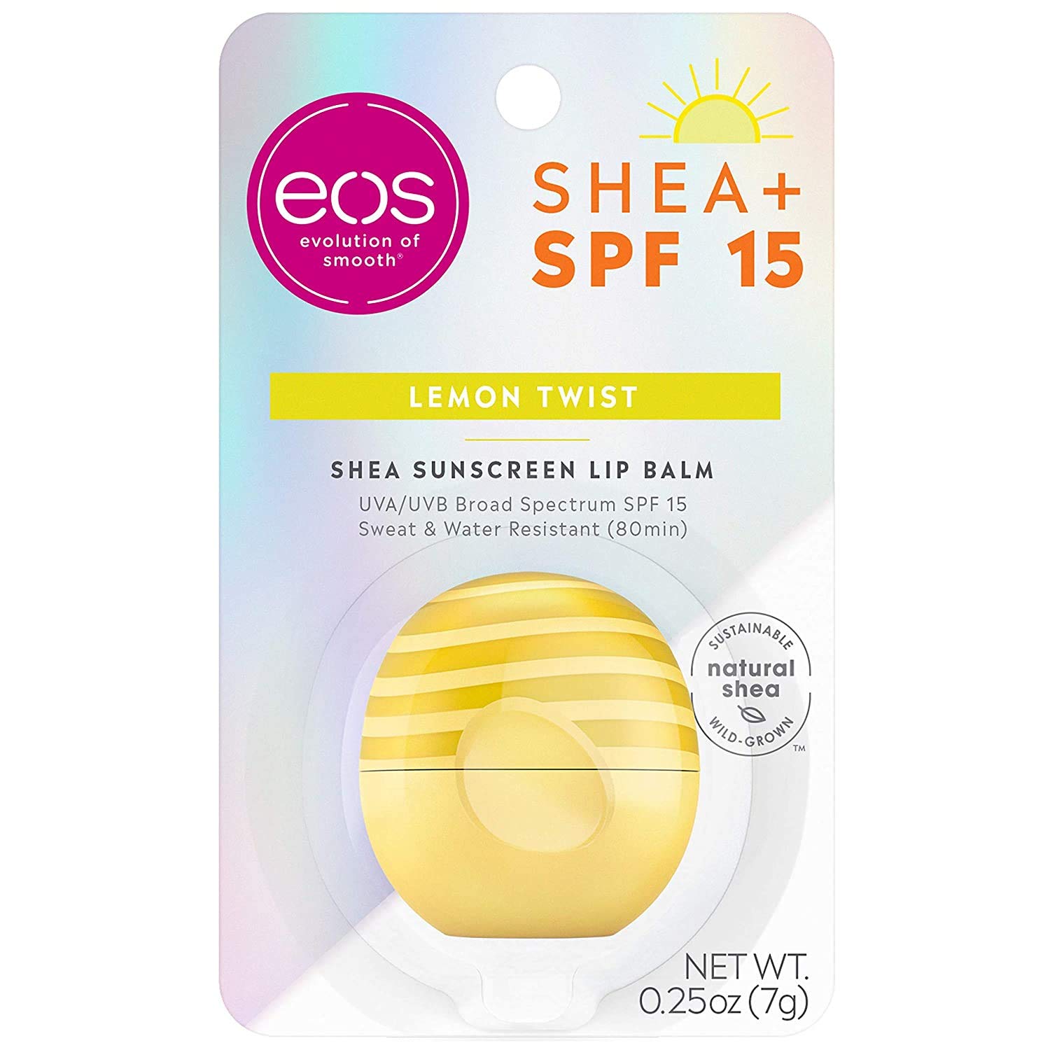 Book Cover eos Shea + SPF Lip Balm - Lemon Twist | SPF 15 and Water Resistant | Lip Care to Nourish Dry Lips | Gluten Free | 0.25 oz