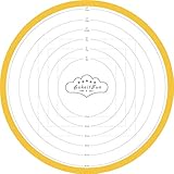 BakeitFun 17.75 Inch Round Silicone Pastry Mat | Non Stick BPA-Free | Metric & Imperial Guides | Oven Microwave Freezer Dishwasher Safe - 450 °F to -40 °F