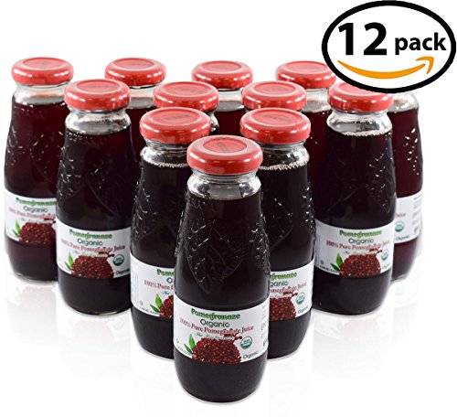 100% Pomegranate Juice - 12 Pack ,6.76Fl Oz - USDA Organic Certified - Glass Bottle - No Sugar Added - No Preservatives - Squeezed From Fresh Pomegranates