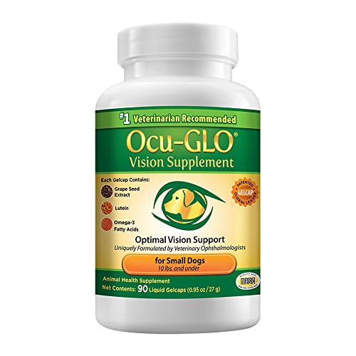 Book Cover Ocu-GLO Vision Supplement for Small Dogs - Lutein, Omega-3 Fatty Acids, Grapeseed Extract - Support Optimal Eye Health & Vision in Dogs - Antioxidants for Canine Ocular Health - 90ct SNIP CAPS