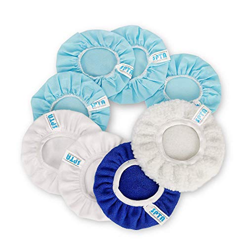 SPTA 5 Inch & 6 Inch Car Polisher Bonnet, Waxers Bonnet Set,Max Waxer Bonnet Polishing Pad for Most Car Polishers For 5 Inch & 6 Inch Car Polisher Pack of 8Pcs