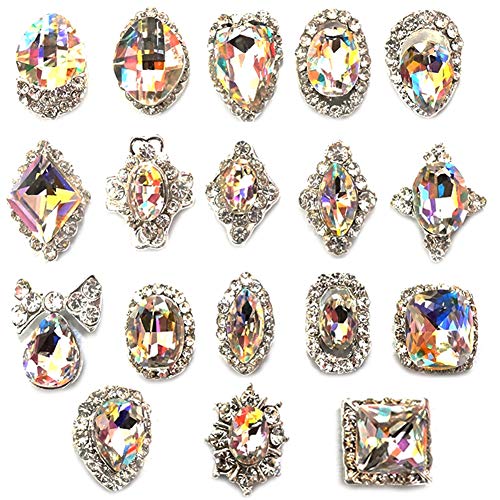 JIEPING 18 Pcs/Bag Rhinestone Nail Art Decoration Glitter Charming Shiny Faux Gem 3D DIY Nail Art Tips