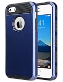 ULAK iPhone 5SE Case,iPhone SE Case, Slim Fit Dual Layer Protection Case Shock Absorbing Hard Rugged Ultra Protective Back Rubber Cover with Impact Protection for iPhone 5/5S/SE (Navy Blue+Black)