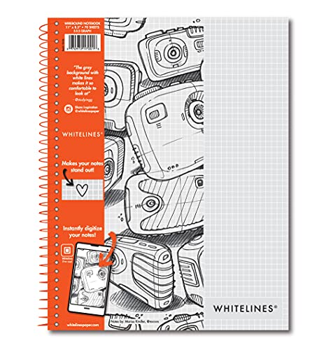 Book Cover Roaring Spring Whitelines Spiral Graph Ruled Notebook, Digitally Download Your Notes with FREE App, Premium Gray Paper, 11