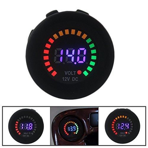 IZTOSS Car Motorcycle Waterproof Blue LED Digital Panel Display Voltmeter Voltage Volt Meter Gauge DC 12V-24V