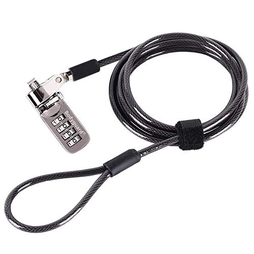 Bodyguard Notebook Laptop Combination Lock Security Cable - 4 Digital Password Protections, Theft Deterrent - with Sturdy Thick Black Security Cable - for Desktops, Laptops and Projectors