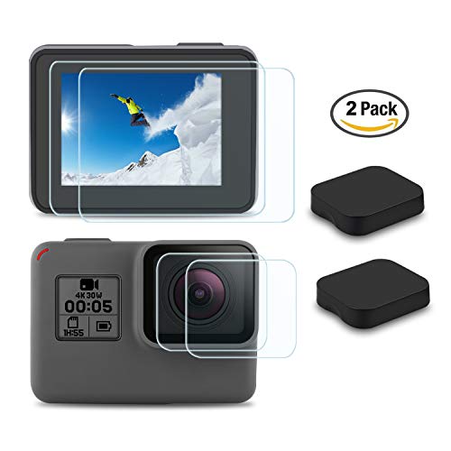 [6pcs] Deyard Screen Protector for GoPro Hero 7(Only Black)/Hero HD(2018)/Hero 5/Hero 6, Ultra Clear Tempered Glass Screen Protector + Lens Protector + Lens Cap Cover Accessories