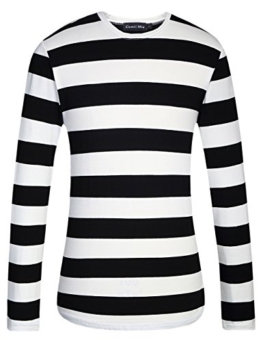 Camii Mia-Long-Sleeve-Tee-Shirts-for-Men-Striped Shirts Cotton Crew Neck Lightweight Causal