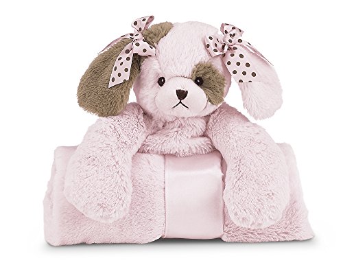Bearington Baby Wiggles Cuddle Me Sleeper, Pink Puppy Dog Large Size Security Blanket, 28.5" x 28.5"