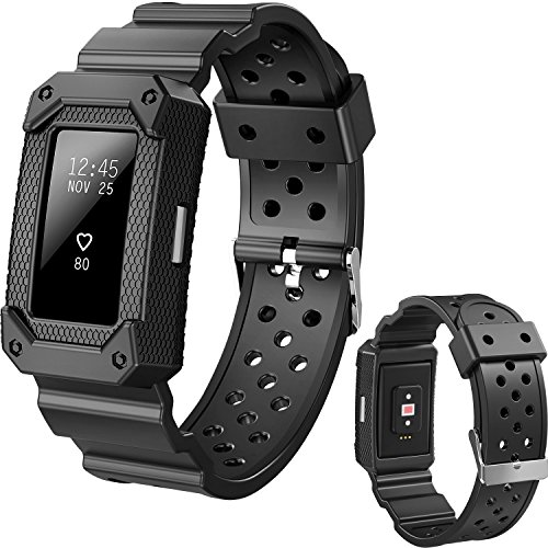 Lwsengme X4-TECH Classic Fitness Replacement Accessories Wrist Band Compatible with Fitbit Charge 2 HR (New-Black)