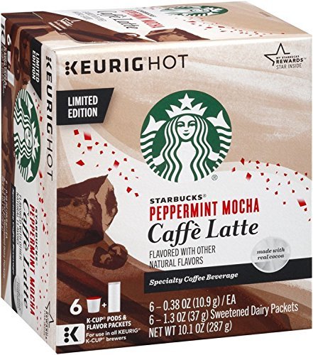 Starbucks Peppermint Mocha Caffe Latte K-Cup Pods (6 Count Package, 10.1oz/287g)