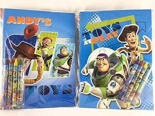 Book Cover Party Favors Toy Story Coloring Book & Crayon Set 12 Pack ( Assorted Style)