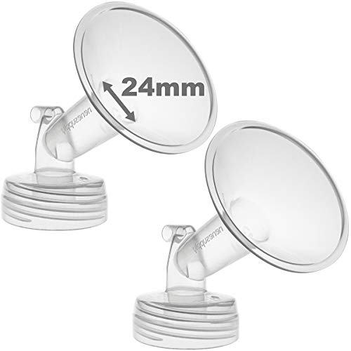 Nenesupply 2 24mm Flanges Compatible with Spectra S2 Spectra S1 Spectra 9 Plus Breastpump. Not Original Spectra Pump Parts Not Original Spectra S2 Accessories Replace Spectra Flange and Breastshield