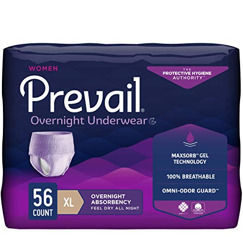 Book Cover Prevail Incontinence Overnight Protective Underwear for Women, Overnight Absorbency, Large/X-Large, 56 Count