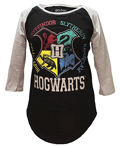 Book Cover HARRY POTTER Hogwarts Raglan Athletic Tee Shirt (Large) Black