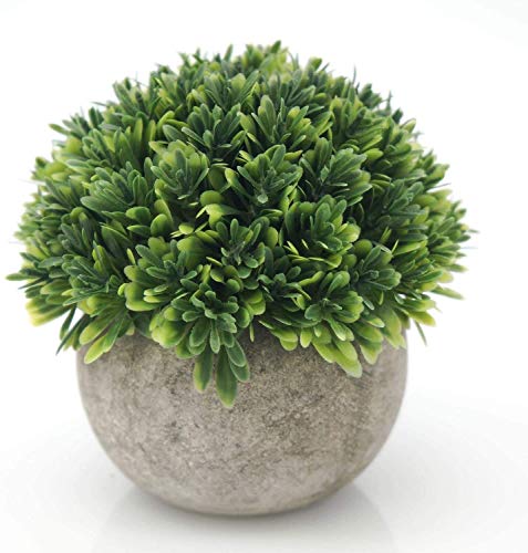 Book Cover Velener Mini Plastic Plants Fake Melaleuca Grass with Pots for Home Decor (Green)