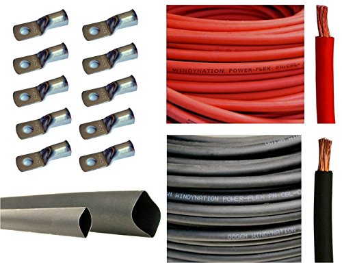 Book Cover 6 Gauge 6 AWG 10 Feet Red + 10 Feet Black Welding Battery Pure Copper Flexible Cable + 10pcs of 3/8