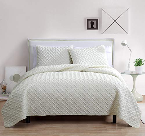 VCNY Home Nina Collection Quilt Set-Ultra-Soft Reversible Coverlet Bedding-Lightweight, Cool, and Breathable Bedspread, Machine Washable, Full/Queen, Ivory