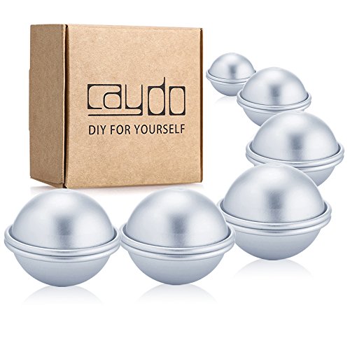 Caydo 12 Pieces 3 Sizes 4cm/ 5cm/ 6cm DIY Metal Bath Bomb Mold 6 Set for Crafting Your Own Fizzles