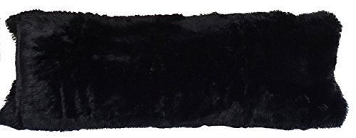 Book Cover Luxurious Faux Fur Body Pillow Cover with Long Hair, Removable with Sturdy Zipper Closure, Ultra Soft, Fits up To 20 X 54 in Body Pillow (Choice of Black, Off White, Pink, Turquoise, Caramel) (BLACK)