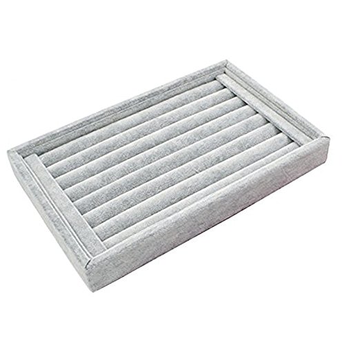 jenifer2015 Gray Velvet 7 Rows Ring Organizer Display Case/Ring Trays/Showcase (Gray)