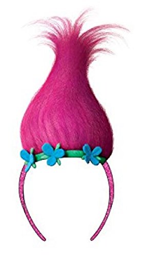 OS Fits Child, Magenta, Trolls Sugar Glitter Headband with Troll hair