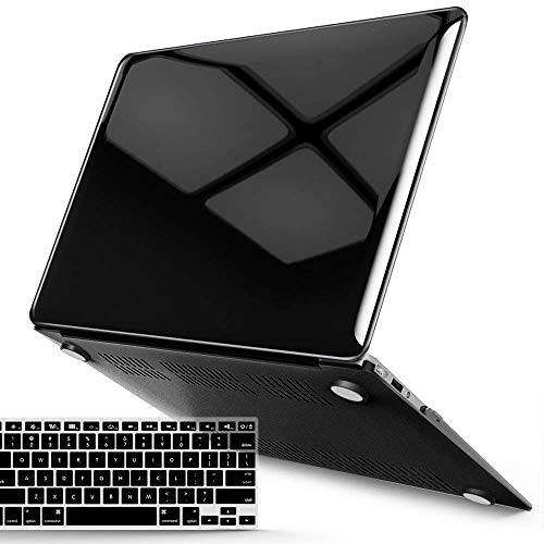 iBenzer Basic Soft-Touch Series Plastic Hard Case & Keyboard Cover for Apple Macbook Air 13-inch 13" A1369/1466 (Jet Black)