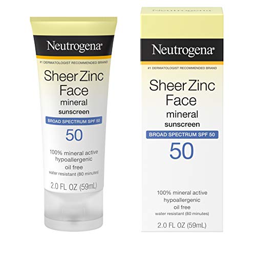 Book Cover Neutrogena Sheer Zinc Oxide Dry-Touch Mineral Face Sunscreen Lotion with Broad Spectrum SPF 50, Oil-Free, Non-Comedogenic & Non-Greasy Zinc Oxide Facial Sunscreen, Hypoallergenic, 2 fl. oz