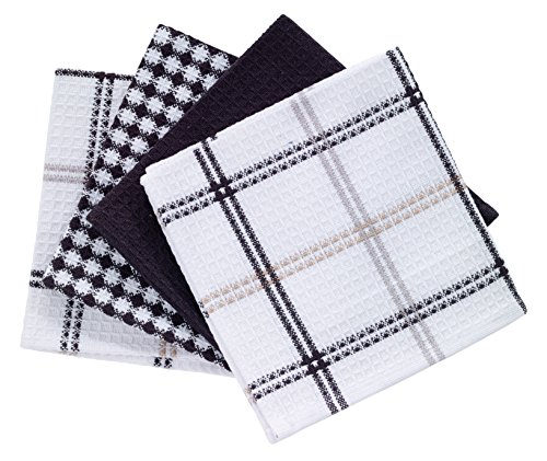 T-fal Textiles 24399 4-Pack Cotton Flat Waffle Dish Cloth, Neutral