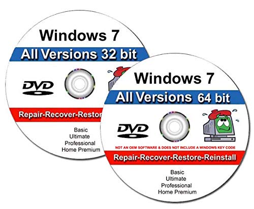Book Cover 9th & Vine 2 DVDs Compatible With Windows 7 32-64 bit All Versions Professional, Home Premium, Ultimate, Basic. Install To Factory Fresh, Recover, Repair and Restore Boot Disc. Fix PC