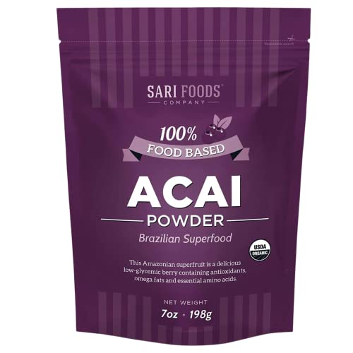 Organic Acai Powder (7 Ounce): Natural Freeze Dried Superfood, Non-Synthetic & Naturally Occurring Plant Based Nutrition, Antioxidants, Omega Fatty Acids, Essential Amino Acids, Calcium, and Iron.
