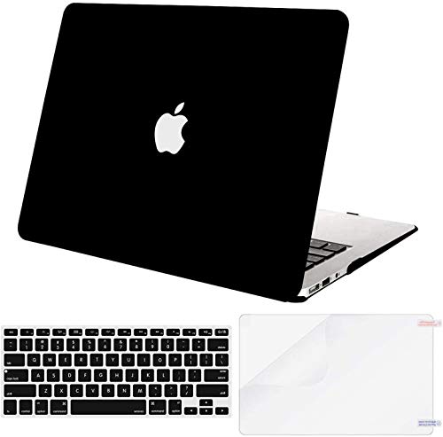 Book Cover MOSISO Plastic Hard Shell Case & Keyboard Cover & Screen Protector Only Compatible with MacBook Air 13 inch (Models: A1369 & A1466, Older Version 2010-2017 Release), White