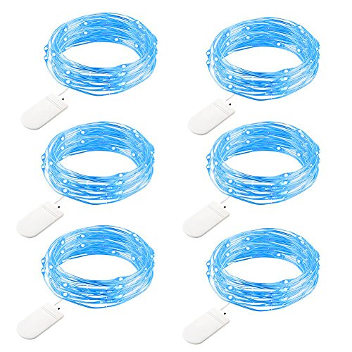 GDEALER 6 Pack Fairy String Lights 7.2ft 20 Led Starry String Lights Battery Powered Halloween Lights Copper Wire Lights Firefly Lights for DIY Christmas Decor Lights Blue