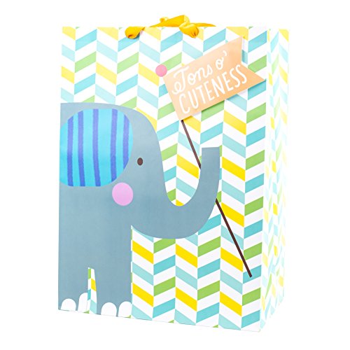 Hallmark 20" Oversized Baby Gift Bag (Elephant, Tons o' Cuteness) for Baby Showers, New Parents and More